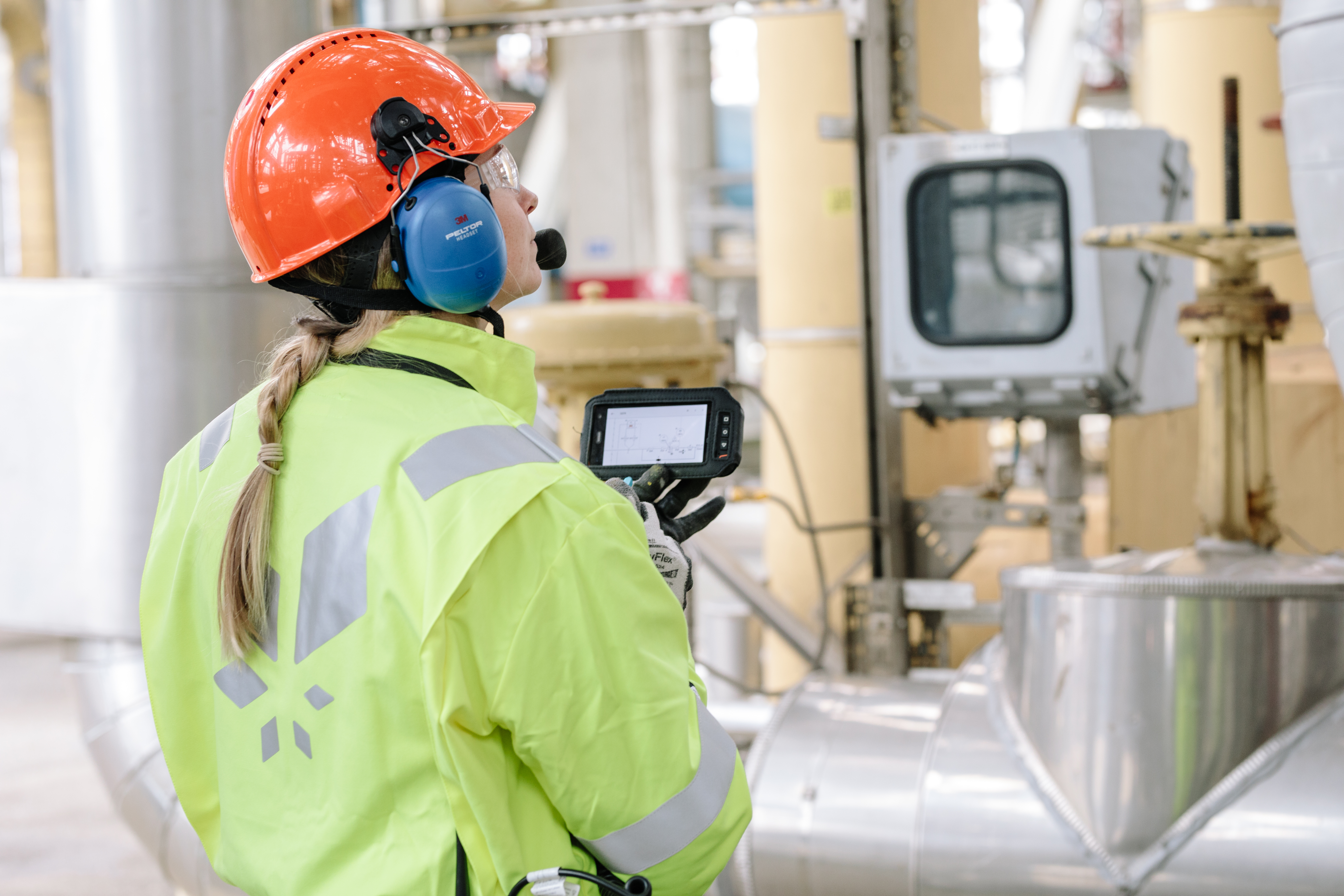 Photo of offshore worker with pad